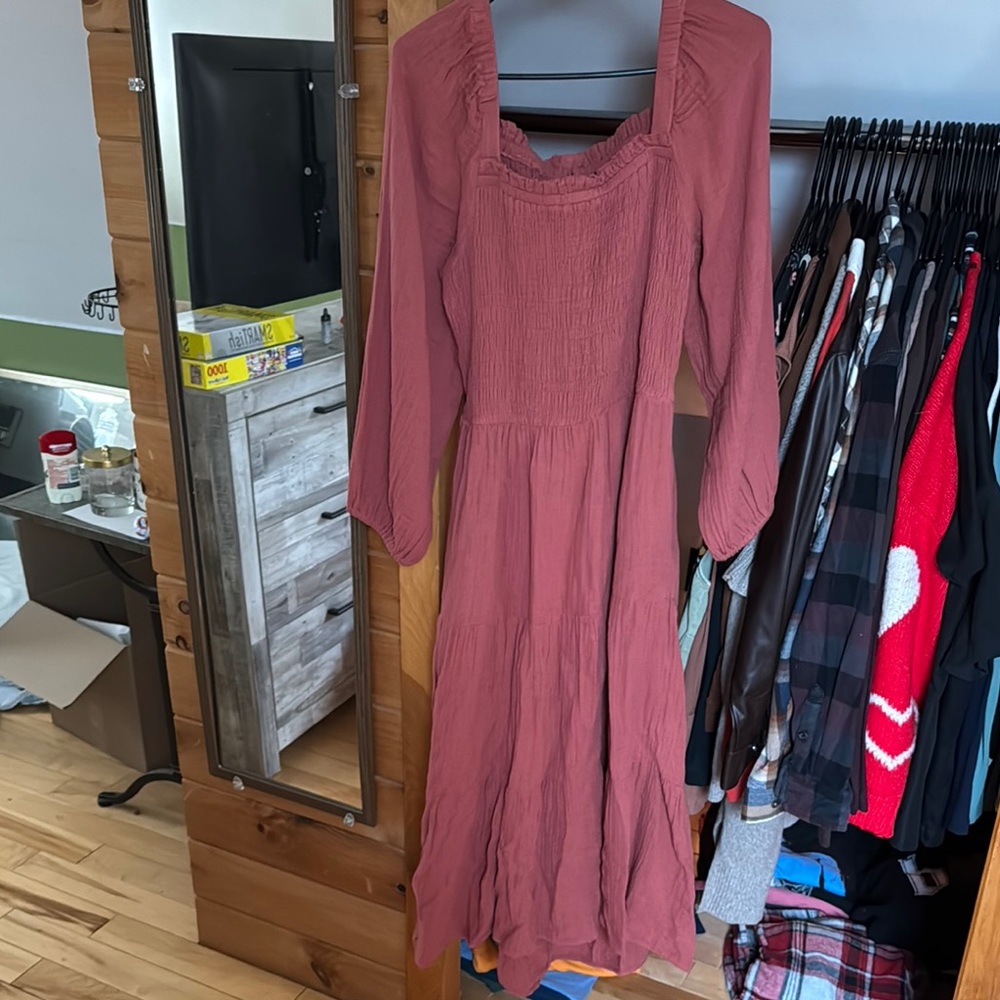 Elegant Pink Long Sleeve Dress